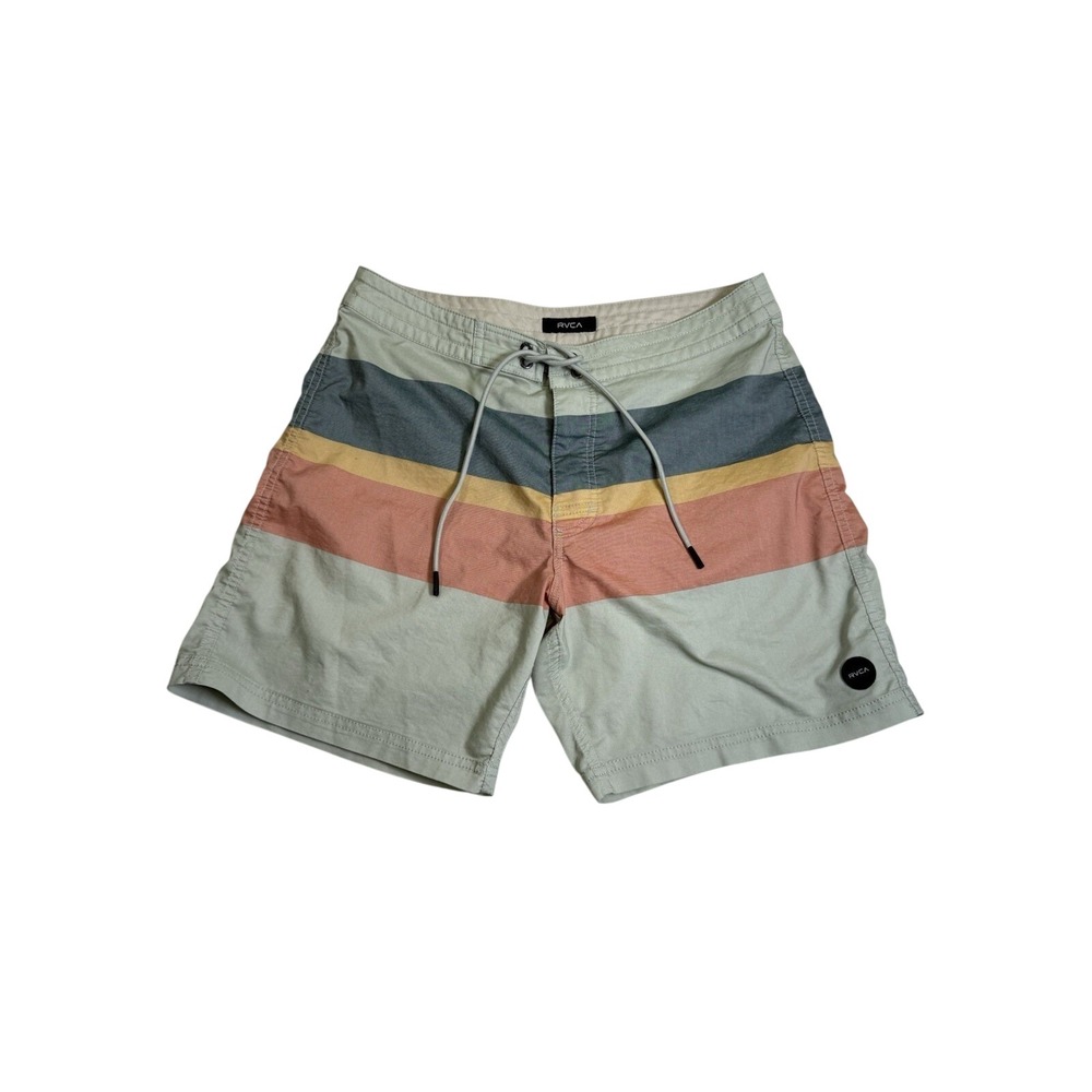 RVCA WESTPORT Swim Trunks Men 30 Striped Like New 17" Quick Dry
